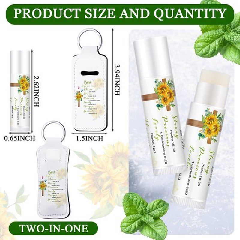Swiffen 36 Pcs/18 Set Christian Gift for Women Christian Lip Balms and Lip Holder Keychain Bulk Faith Scripture Bible Verse Gift Religious Church Party Favor for Mom Staff Employee(Bible)