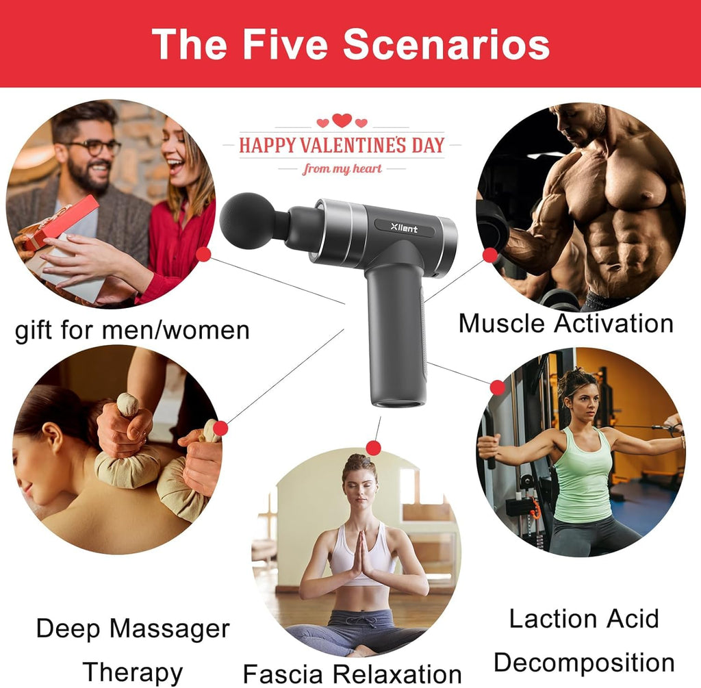 Xllent Mothers Day Gifts for Mom - Gifts for Mom,Massage Gun Deep Tissue Portable Super Quiet Electric Percussion Muscle Massager - Mothers Day,Mothers Day Gifts for Wife(Gray)