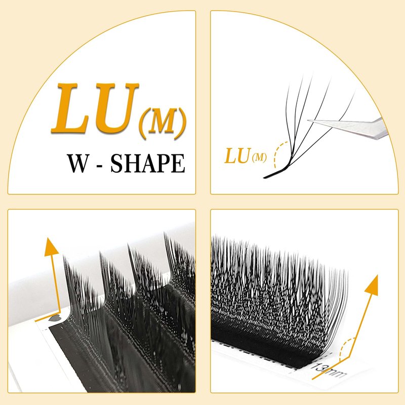 W Eyelash Extensions 0.07mm Thickness 5D Premade lash Fans LU/M Curl Lashes 8-15mm Mixed Tray Soft Fluffy Volume Lash Fans Natural Look Individual Eyelashes (5D-0.07-LU,8-15MM)