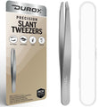 DUROX Precision Tweezers for Eyebrows – Slant Eyebrow Tweezers for Women and Men, Made of Stainless Steel with Fine Slant Tips for Eyebrow and Hair Removal