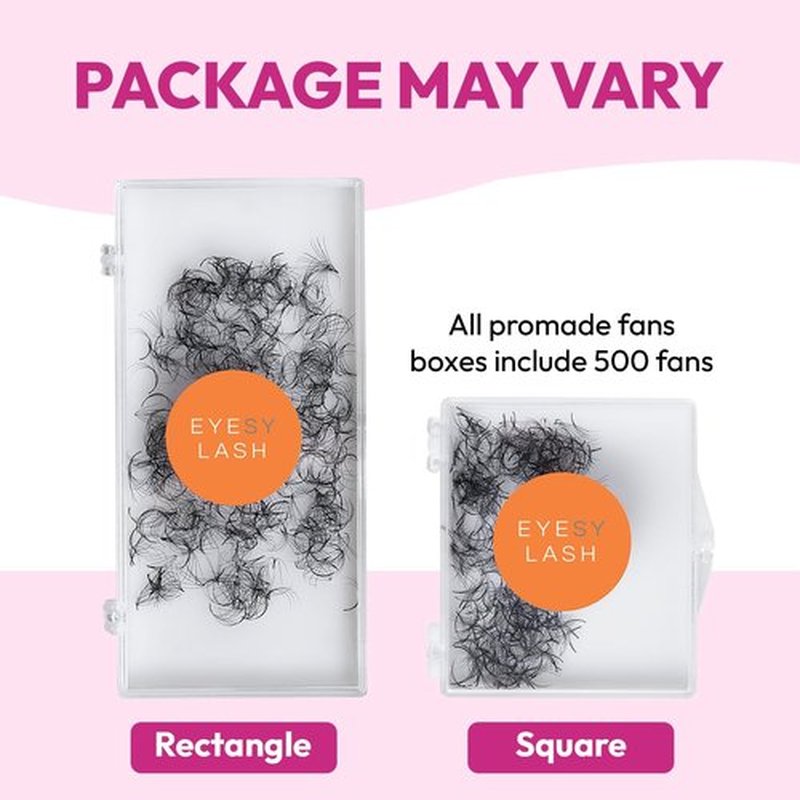 Eyesy Lash 500 Promade Fans - Volume Premade Lash Fans for Eyelash Extensions Pointy Base Handmade Loose Pre Made Eyelashes Middle Stem Soft and Lightweight (5D 0.07 D 12mm)