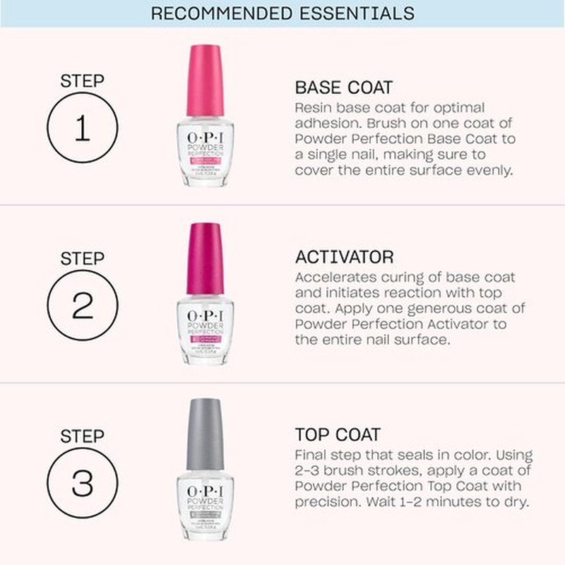 OPI Powder Perfection Nail Dipping Powder System - Base Coat, Activator & Top Coat for High Gloss Finish