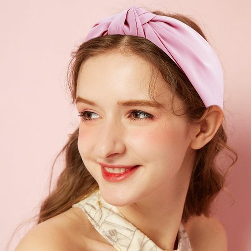 Atoden Pink Knotted Headband Wide Top Knot Head Band Non Slip Plain Solid Color Hair Bands Fashion Hair Accessories for Women Girls Valentine's Headband