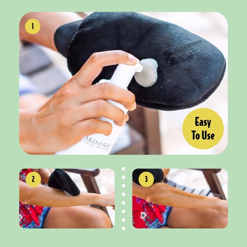 Skinerals Self Tanning Mitt Set - 3-Piece Applicator Kit with Exfoliator Glove & Face Pad for Streak-Free Tan