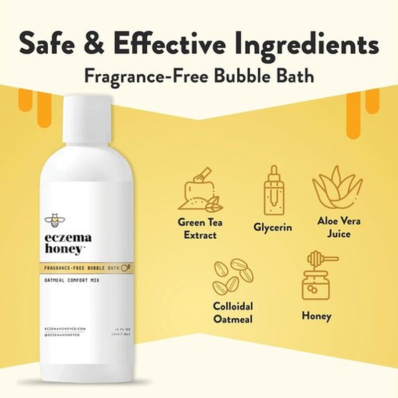 ECZEMA HONEY Oatmeal Comfort Bubble Bath - Fragrance-Free Moisturizing Body Wash & Soak for Sensitive Skin (12 Oz)