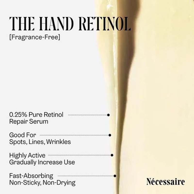 Nécessaire The Hand Retinol Serum - Anti-Aging Repair for Wrinkles & Spots | 0.25% Pure Retinol, 2.2 fl oz