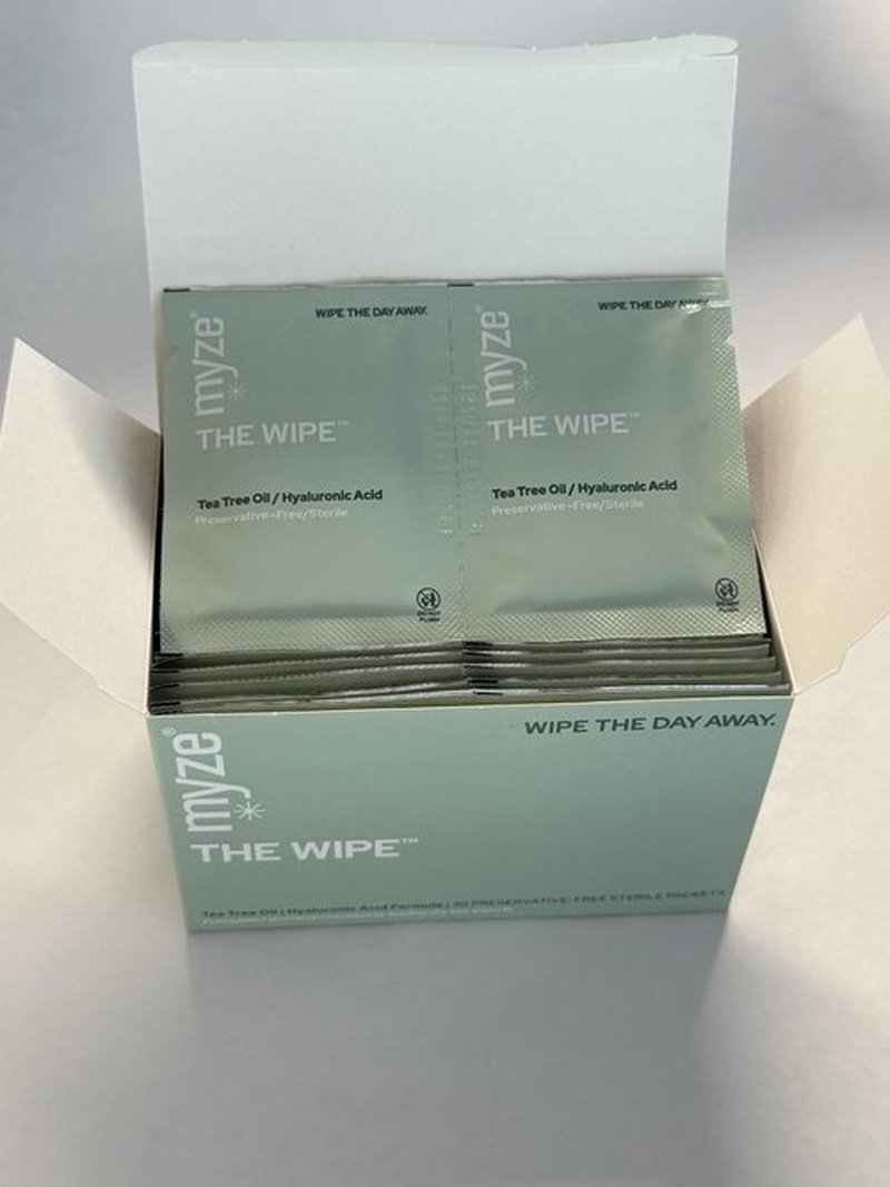 The Wipe™ from myze | Preservative Free Tea Tree Oil & Hyaluronic Acid Eyelid Wipes for Daily Relief | 30ct Sterile Lid Cleaning Wipes