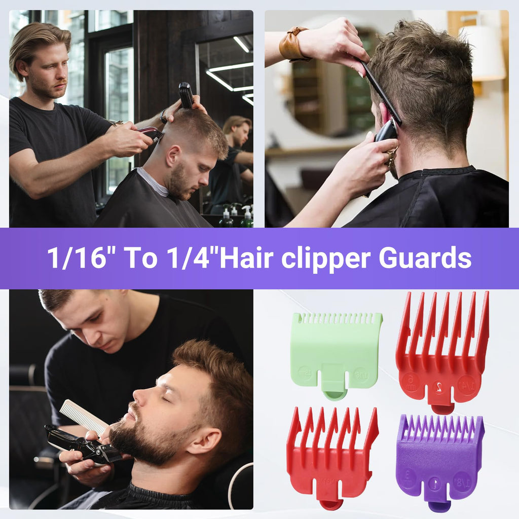 4Pcs Clipper Guards Set For Men,Barber Beard Trimmer Guards Holder,Barber Clippers Guards Accessories Compatible For Wahl(1/16" To 1/4")