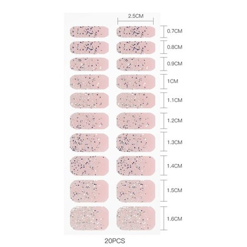 JMEOWIO Gel Nail Stickers Glitter Light Pink Cured Gel Nail Strips Wraps UV/LED Nails Art Design Decoration Accessories