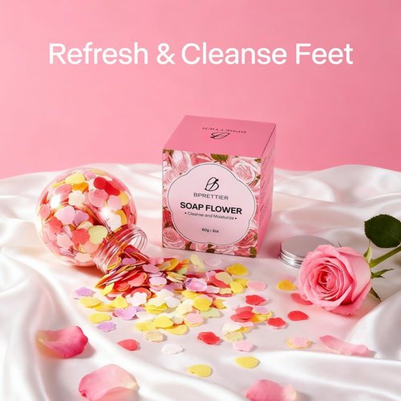 BPRETTIER Colorful Soap Flowers Petals for Pedicure and Manicure, Quick Dissolve, Nice Smell, Deep Cleasing and Moisturizing, Gift Packaging Perfect for Girls Nail Spa Party Foot Soak (Ball Shape)