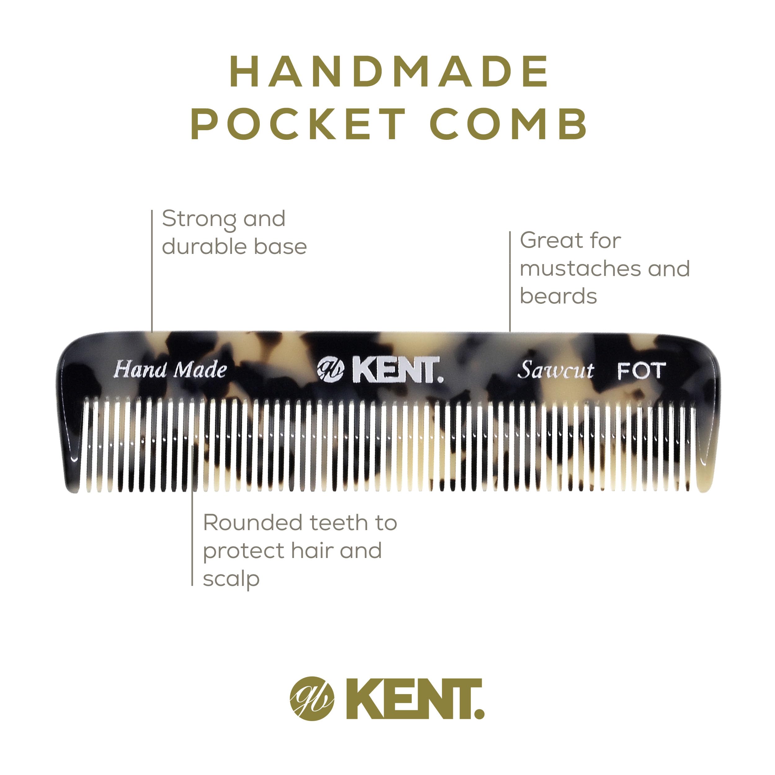 Kent FOT TW - 81T TW Beard Comb Set Pocket for Men - Pocket Combs Kit for Men for Travel and Home, Mustache Comb for Mens, Mini Beard Set for Mens Grooming, Handmade Combs Grooming Set