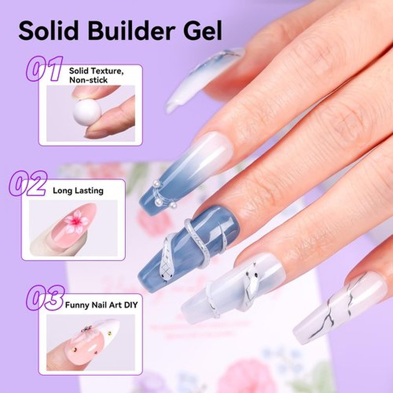 Makartt 3d Gel Nail Art: 4-in-1 3d Nail Gel Sculpting Gels White Non-sticky for Extension, 15ML Solid Builder Nail Gel UV Glue for Acrylic Tips, Rhinestones & Sculpture Gels for Nails Art Salon Home