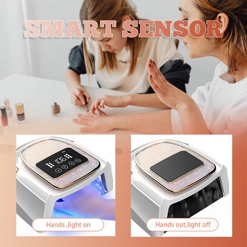 Cordless Rechargeable Nail Lamp 288W, Rechargeable UV Nail Dryer Gel Polish Curing Light with 4 Timers, Magnetic Metal Mirror Base, Continuous Use Up to 4-5 Hours