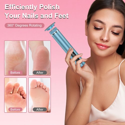 Electric Foot Callus Remover: 2-in-1 Rechargeable Foot File with 7 Adjustable Speeds & 1200RPM Power - Replacement Sandpaper Discs - Professional Pedicure Tool for Dead Skin & Calluses Removal