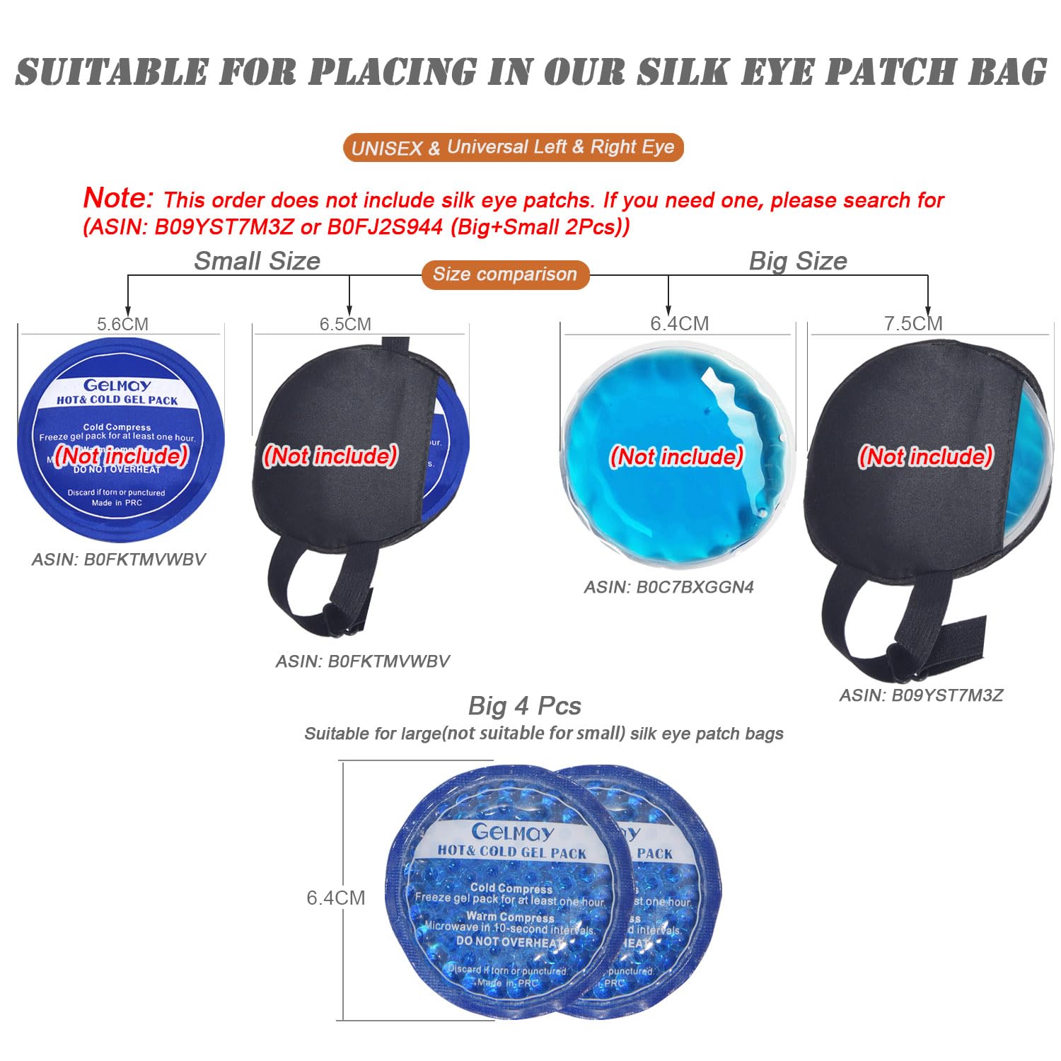 Ice Eye Patches for Puffy Eyes, Cooling Medical Eye Patch Pad Gel Pack Cover Eyepatch Cold Hot Therapy Eye Bags Dark Circles After Surgery Adult Kid (2PCS)