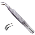 Curacoro Lash Tweezer - Professional & Precision Fiber Tip Grip Lash Tweezers for Eyelash Extensions, Multi Shapes & Purposes Tweezers for Volume, Isolation & Classic Lashes (Silver, Volumizer)