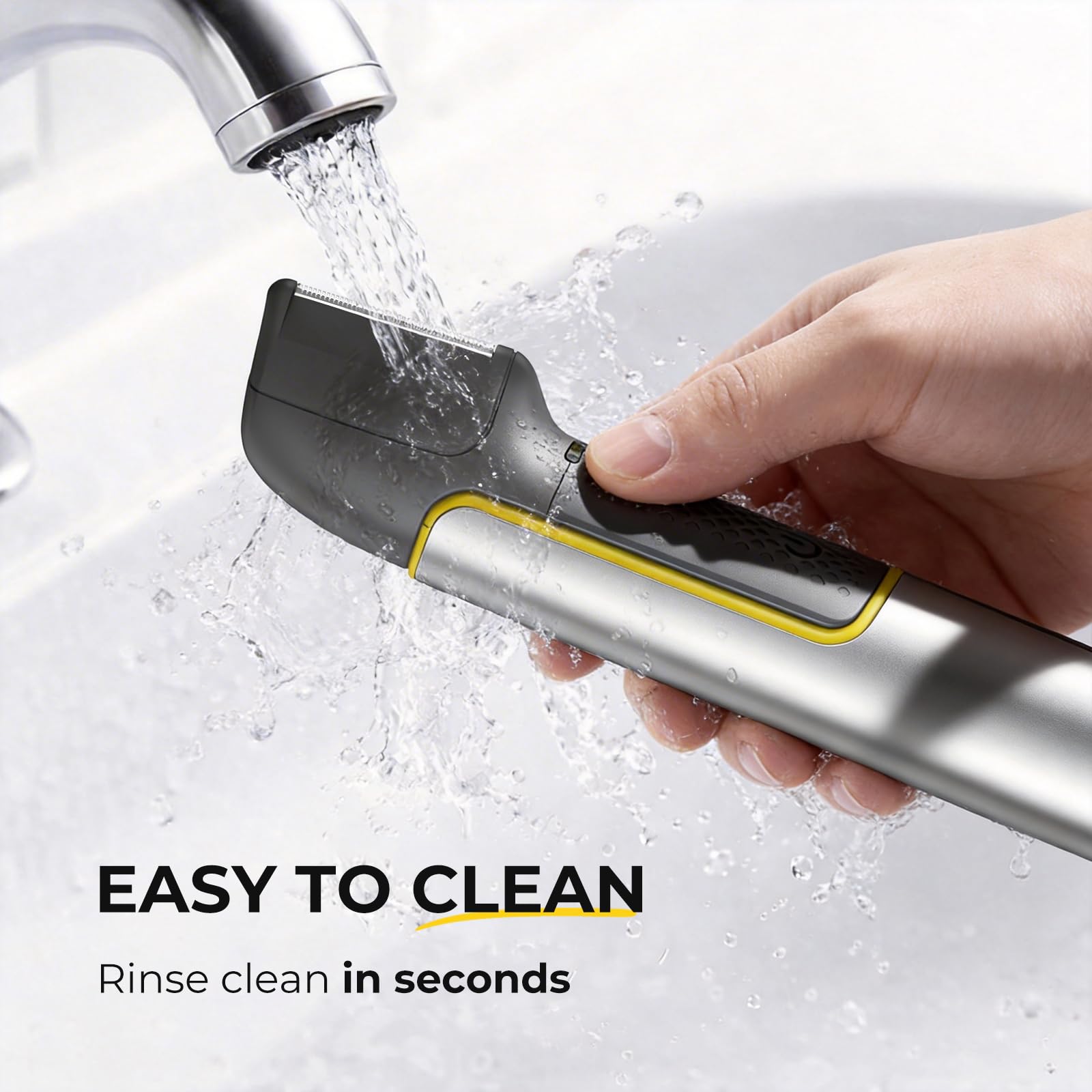 PRITECH Body Hair Trimmer for Men, Rechargeable Hair Trimmer for Pubic Area, Back, Face, Legs and Beard, Wet and Dry Use with Extra Replacement Blade