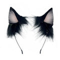 QUICOMP Women Cat Ears Hairband Simulation Animal Ears Cute Cat Cos Headband (Black Pink)