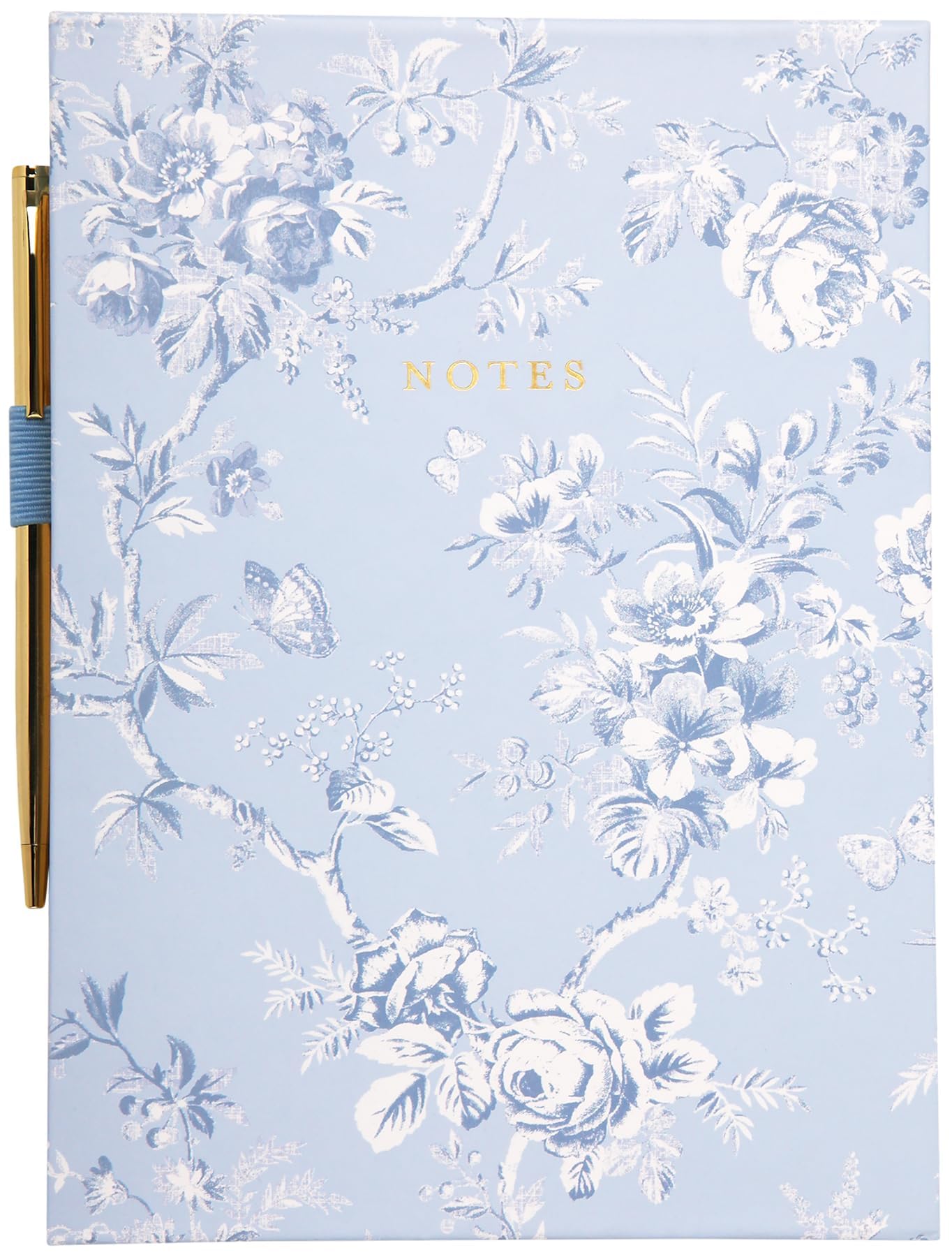 Laura Ashley Heirloom Cottage Flip Pad with Pen – 6x8.25 Inch Thick Notepad, Sturdy Hardcover, Lined Perforated Pages, Elastic Pen Holder, Elegant Writing Pad