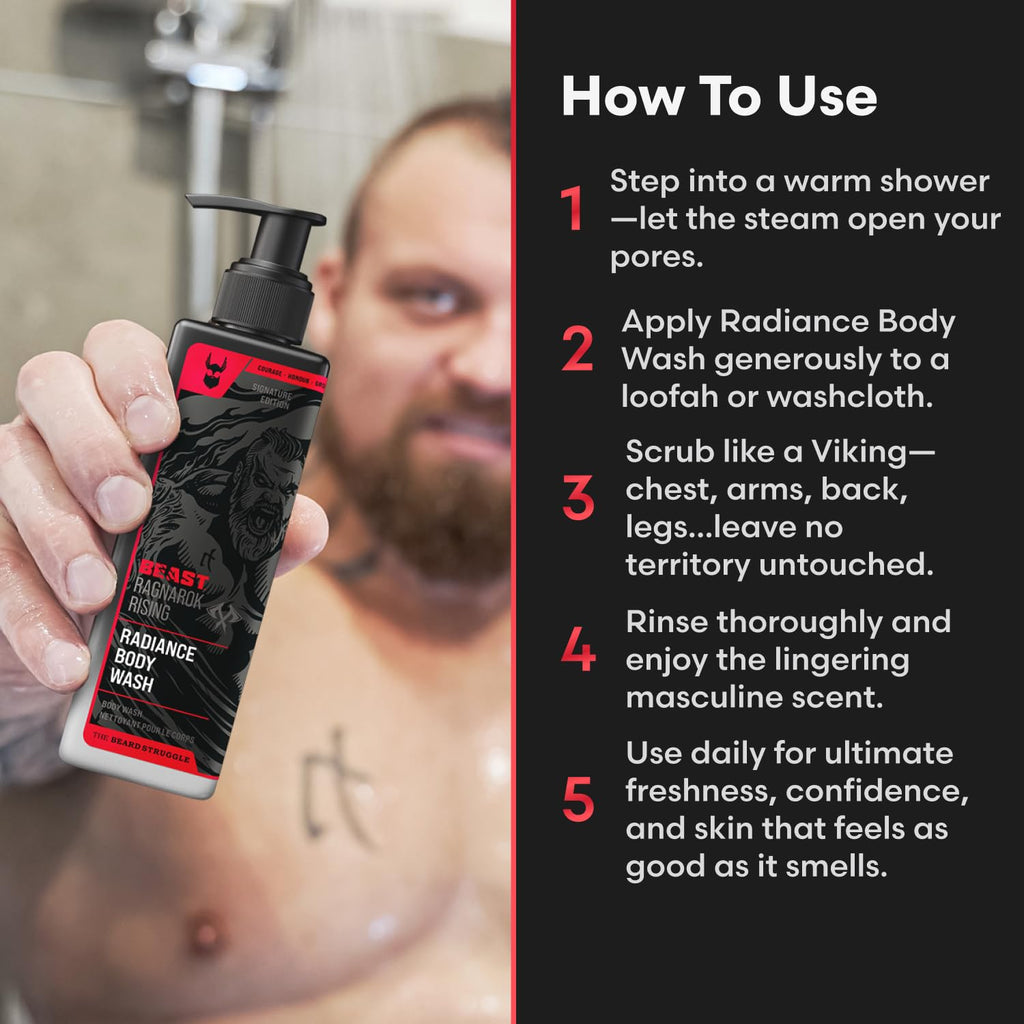 The Beard Struggle Eddie Hall Beast Line Body Wash - Ragnarok Rising Fragrance - Daily Cleansing Body Wash for Men - Cruelty-Free & Vegan-Friendly - 8 fl oz