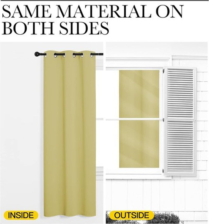 NICETOWN Blackout Window Curtain Panels - Thermal Insulated Draperies for Basement | Pale Yellow, 34x54 Inch (1 Pair)
