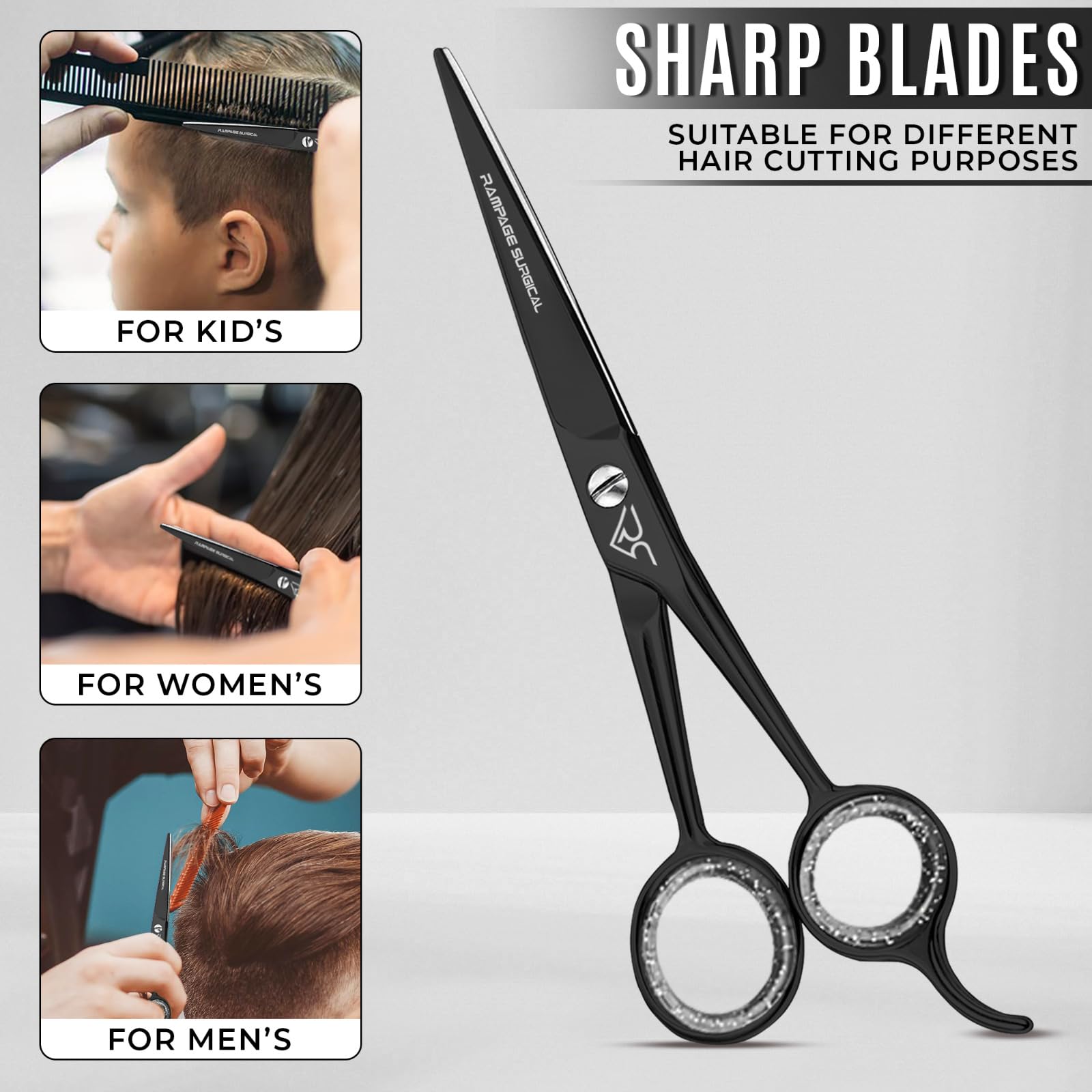 Professional Hairdresser Scissors 6.5" Inch Black Hair Cutting Shears Japanese Stainless Steel Salon Barber Scissors (Black- B-6)