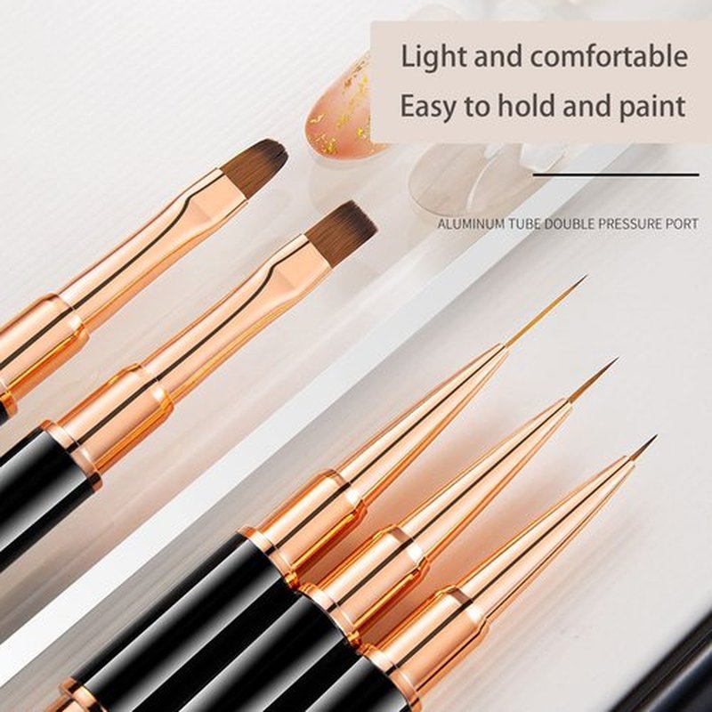 Nail Art Brushes Set, 5pcs Double-Ended Acrylic Nail Art Brushes Liner Detail Thin Brushes Nail Drawing Pen 3D Nail Art Decorations for Acrylic Application Salon at Home DIY Manicure