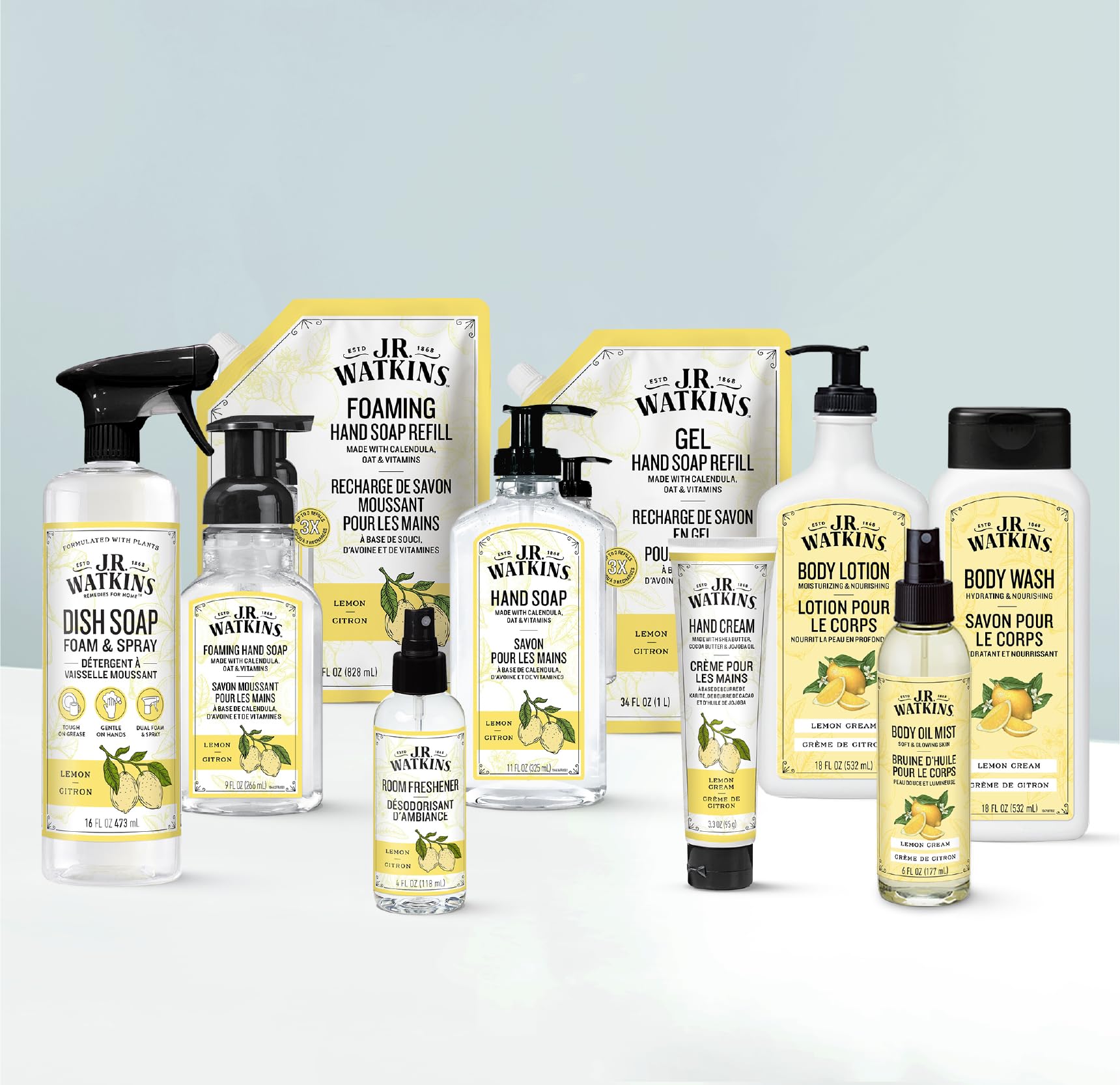 J.R. Watkins Naturally Hydrating Body Oil Mist, Lemon Cream, 6 fl oz, 2 Pack