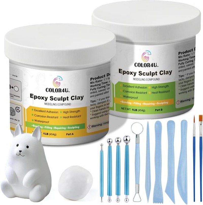 Epoxy Sculpt Clay - 2 Pound White Epoxy Putty | Strong Self-Hardening Adhesive for Sculpting & Repairing
