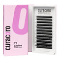 Curacoro YY Eyelashes Extensions - 2D Fans Volume Eyelashes, 0.07 C Curl 9mm - 15mm Length Mixed Tray, Full Fluffy Volume Look, Long Lasting & Easy Application