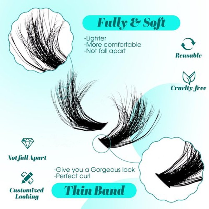 GEMERRY Lash Clusters Fluffy Eyelash Clusters Extensions 3D Effect Cluster Lashes 10-18mm Multilayered Eyelash Clusters Reusable Wispy Individual Lashes(3D-80P-0-18mm)