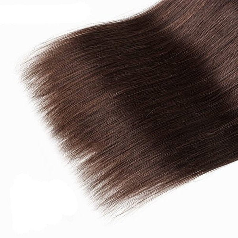 Color 4 Straight Bundles Human Hair Chocolate Brown Bundle Niegmeag Brazilian Virgin Remy Hair 3 Bundles 12 14 16 Inch Double Weft Brown Straight Bundle Hair Weave 150g