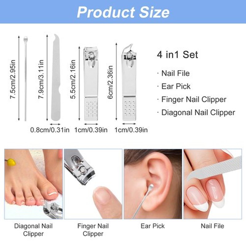 PercyEffie 20Sets Manicure Set bulk nail clipper kit Stainless Steel fingernail clipper sets 4in1 manicure kits bulk for gift sets beauty Pedicure Kit Pedicure Tools with Travel Case Men Women
