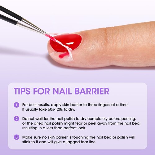 Gellen Latex Tape for Nails, Fast Drying Liquid Latex Nail Polish Barrier Peel off Latex Tape Kit Cuticle Guard for Nail Art Liquid Latex Barrier Protector