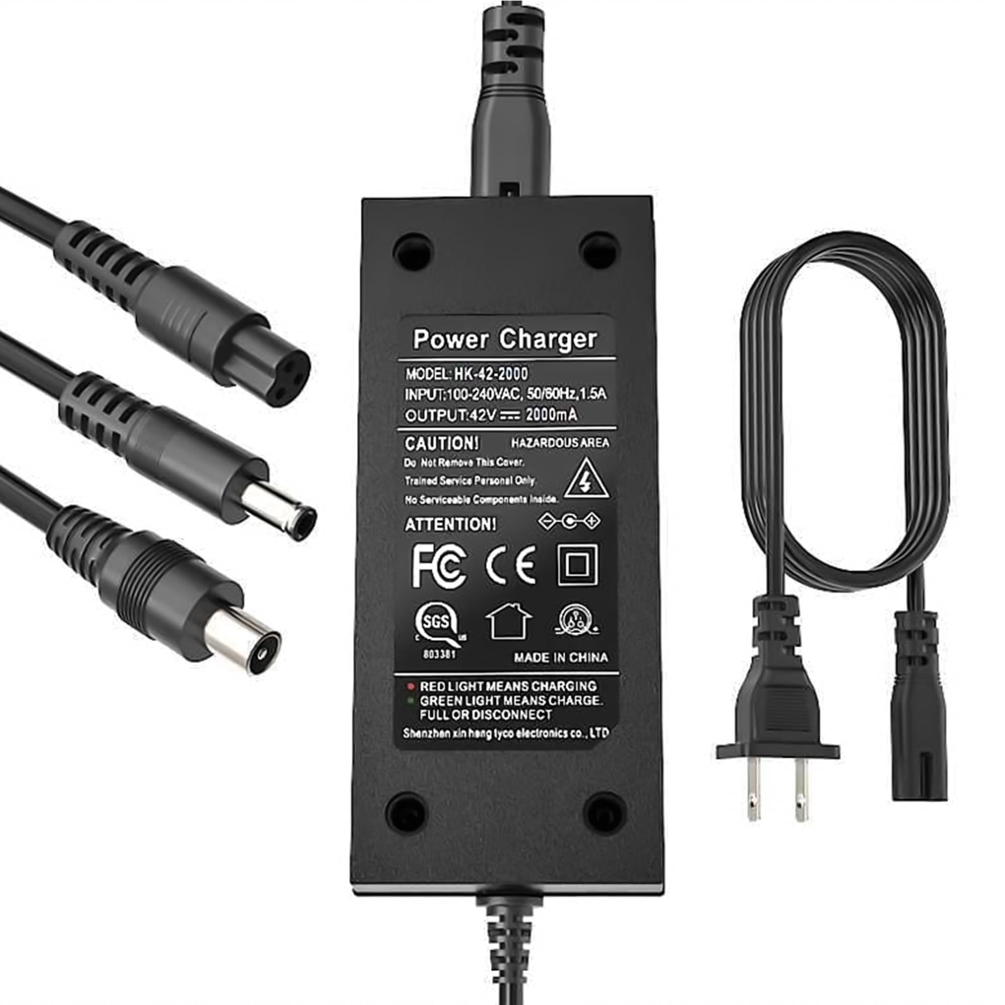 EVAPLUS SGS Certified 42V 2A Fast Charger with 3 Types of Connectors, for 36V Lithium Batteries- Compatible with Pocket Mod, Sports Mod, Electric Scooters
