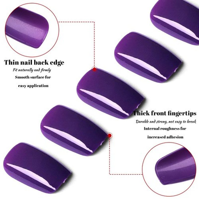 LuckForever 360pc Coffin Press Press on Nails Medium Fake Nails with Glue & Tabs, Medium Ballerina Fake Nails Press ons Nail Coffin Acrylic Glue Nail Tips False Artificial Nail Violet Stick on Nails