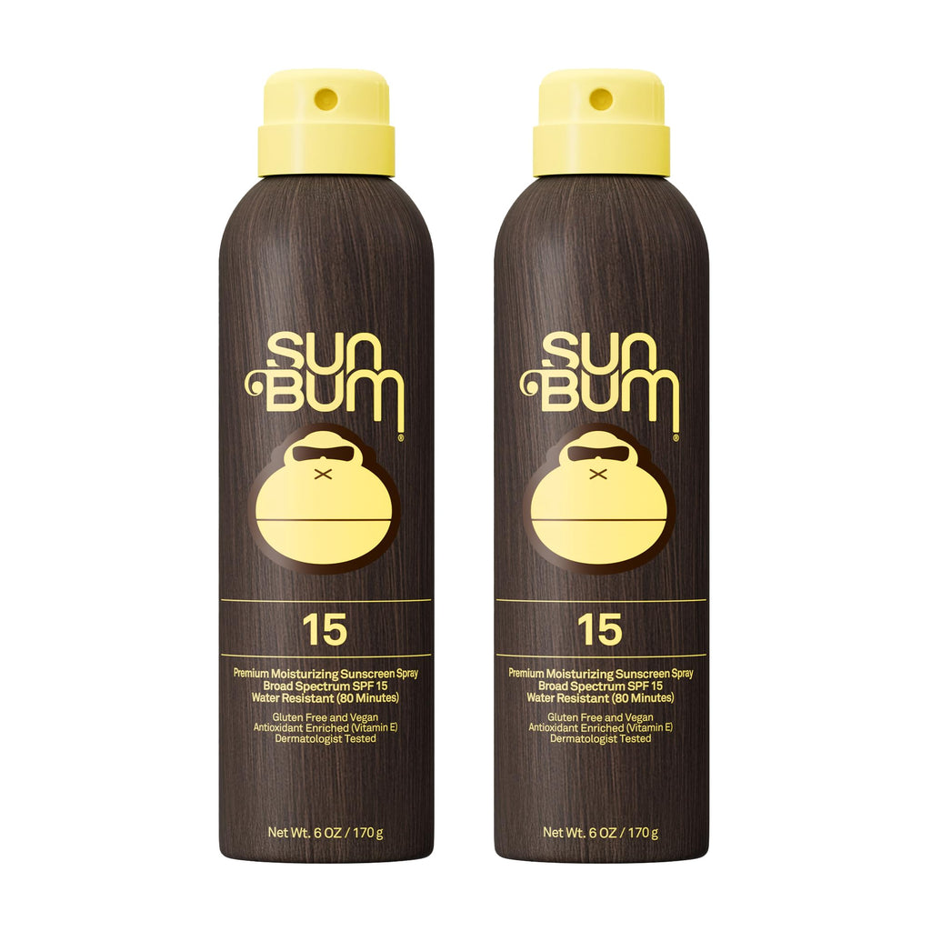 Sun Bum Original SPF 15 Sunscreen Body Spray - Broad Spectrum Moisturizing Sunscreen with Vitamin E - Hawaii 104 Act Compliant (Made without Octinoxate & Oxybenzone) - 6 oz (Pack of 2)