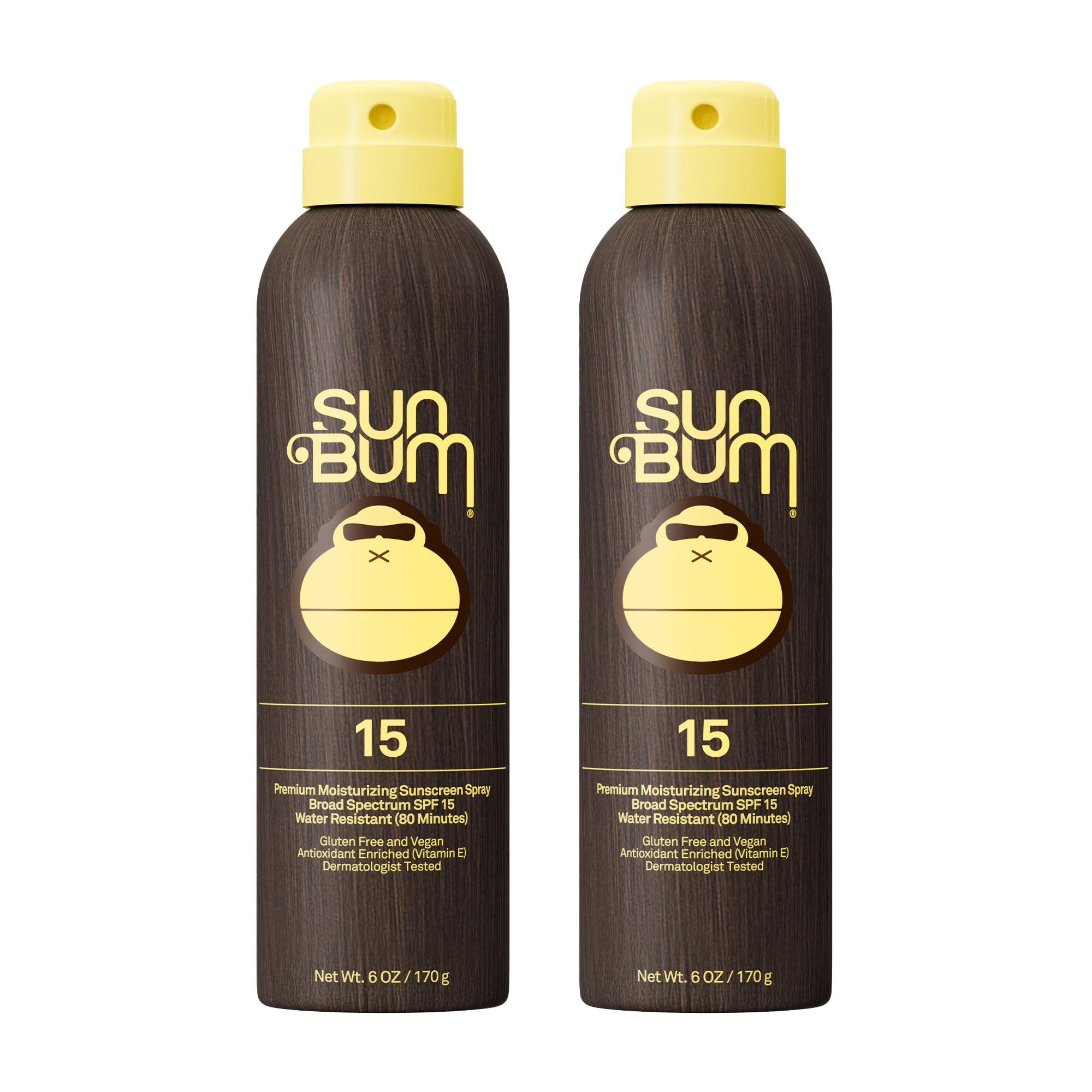 Sun Bum Original SPF 15 Sunscreen Body Spray - Broad Spectrum Moisturizing Sunscreen with Vitamin E - Hawaii 104 Act Compliant (Made without Octinoxate & Oxybenzone) - 6 oz (Pack of 2)