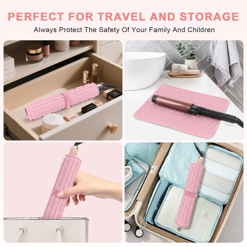 WRORUNER Oversize Silicone Heat Resistant Mat for Curling Irons, Flat Irons, Hair Straighteners and Hot Hair Styling Tools, Portable Hot Tools Cover Pad for Travel Vanity Salon(14.2" x 11.0")