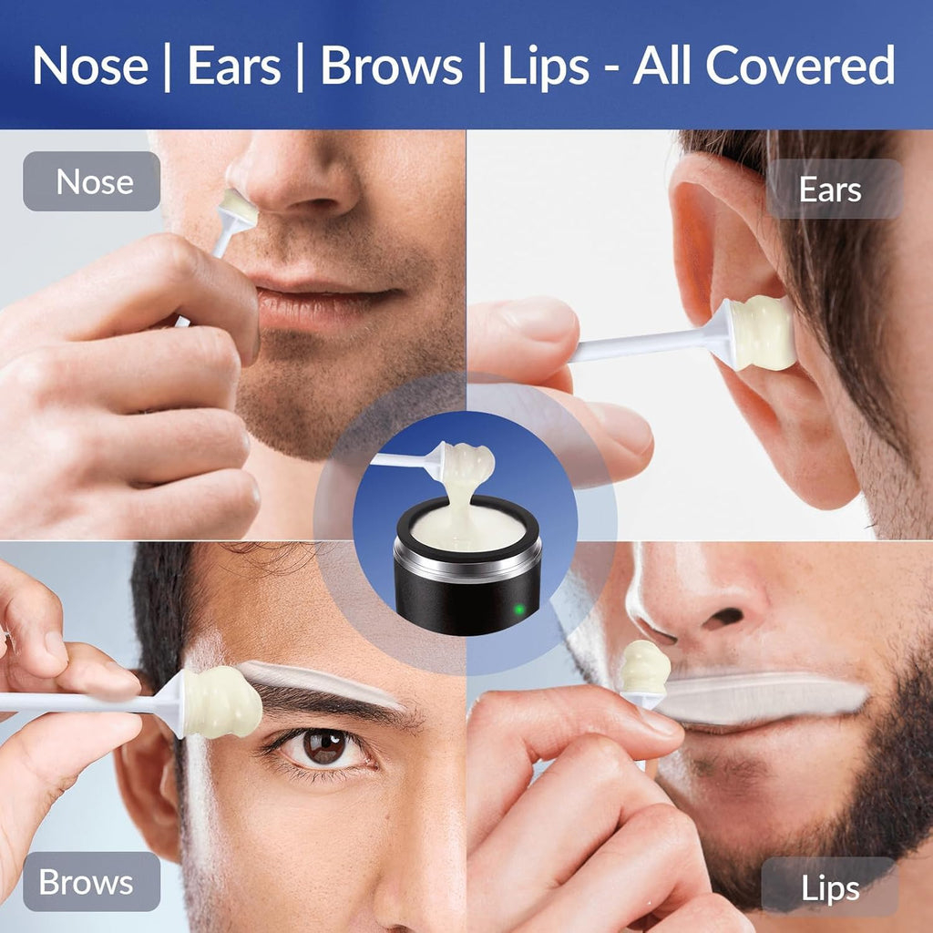 Nose Wax Kit Men & Nose Hair Wax Kit with 100g Wax Beads,20 Sticks, Mini Wax Warmer, Mini Wax Kit,Fast Heat, Smart Constant Temp, Portable Nose Hair Wax Kit，for Facial Eyebrows/Lips (Black-USB)