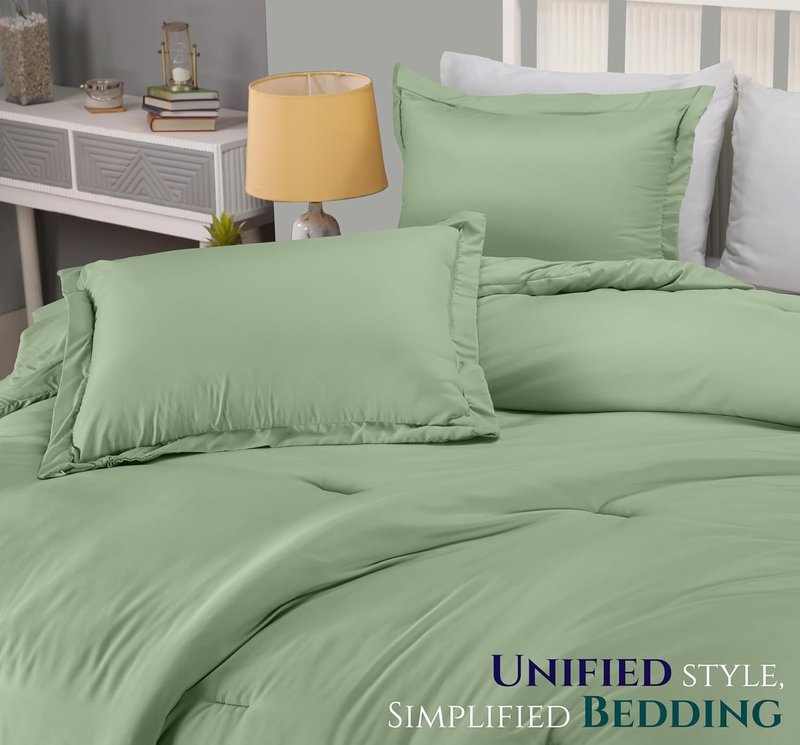 Utopia Bedding Queen Comforter Set - 3 Piece Sage Green Down Alternative | Soft & Cozy (88 x 88 in)