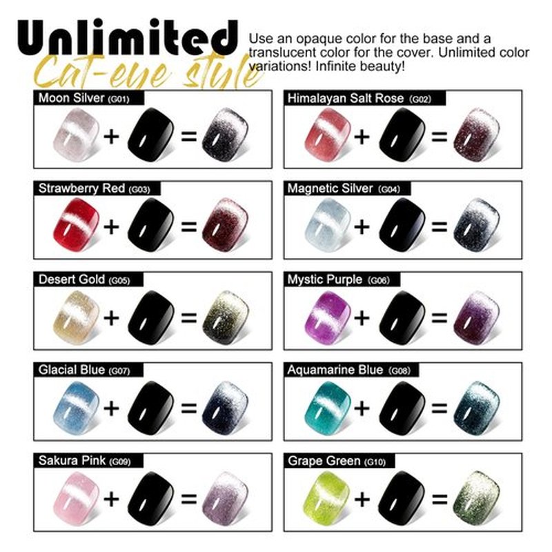 NXJ INFILILA Gold Cat Eye Gel Nail Polish, 0.5 oz Magnetic Gel Nail Polish, Gold Glitter Holographic, Soak Off Salon Gel for Home Use (G05)