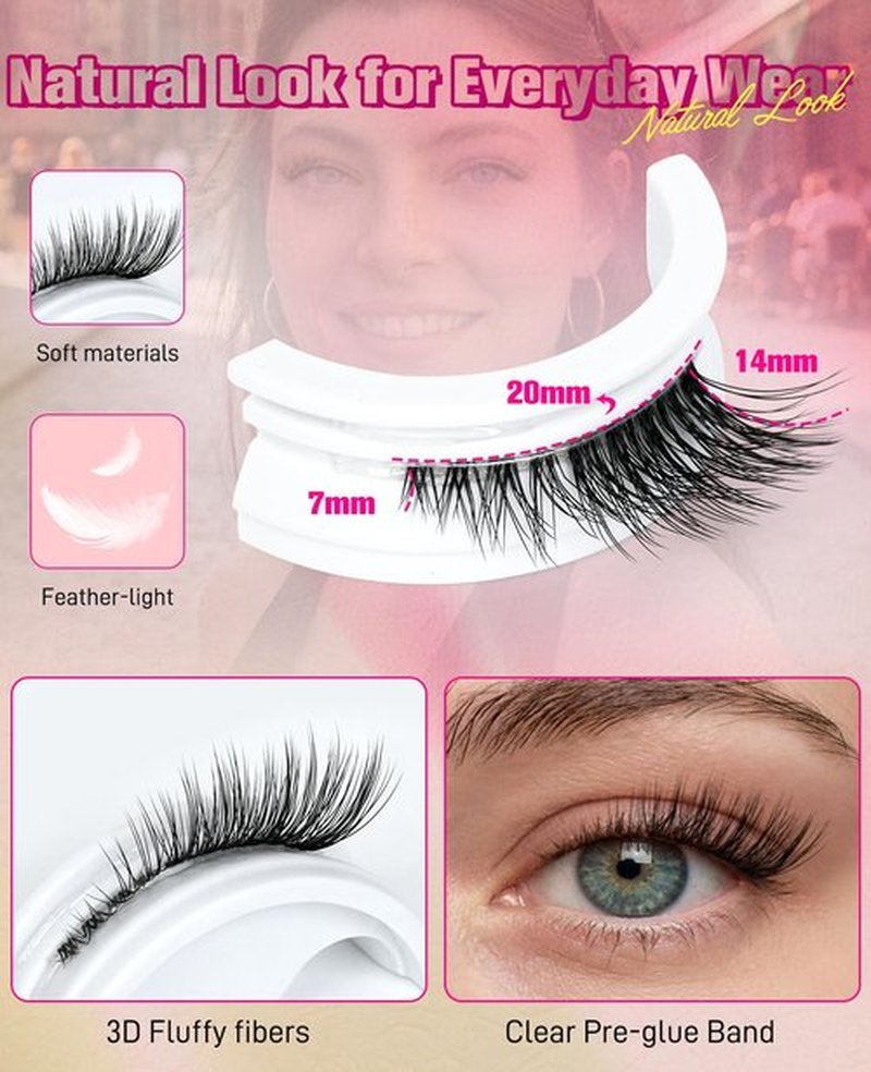 Half Self Adhesive Eyelashes Natural Look Preglued Eyelashes 14mm 3/4 Coner Glueless No Glue Needed Reusable Stick on False Strip Lashes by EMEDA (Half HN12 with Tweezers)
