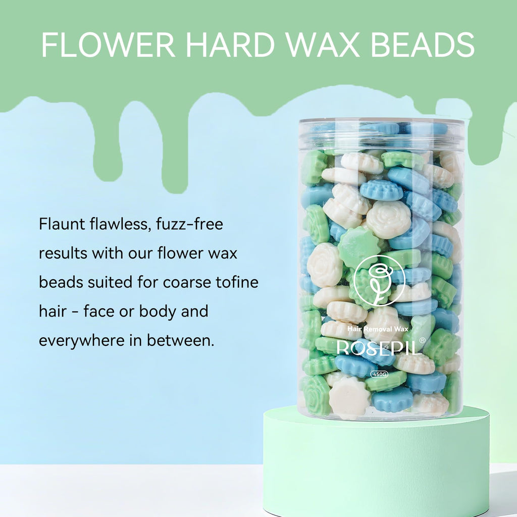 Rosepil Flower Shaped 1LB Hard Wax Beads - At-Home Waxing Floral Scent