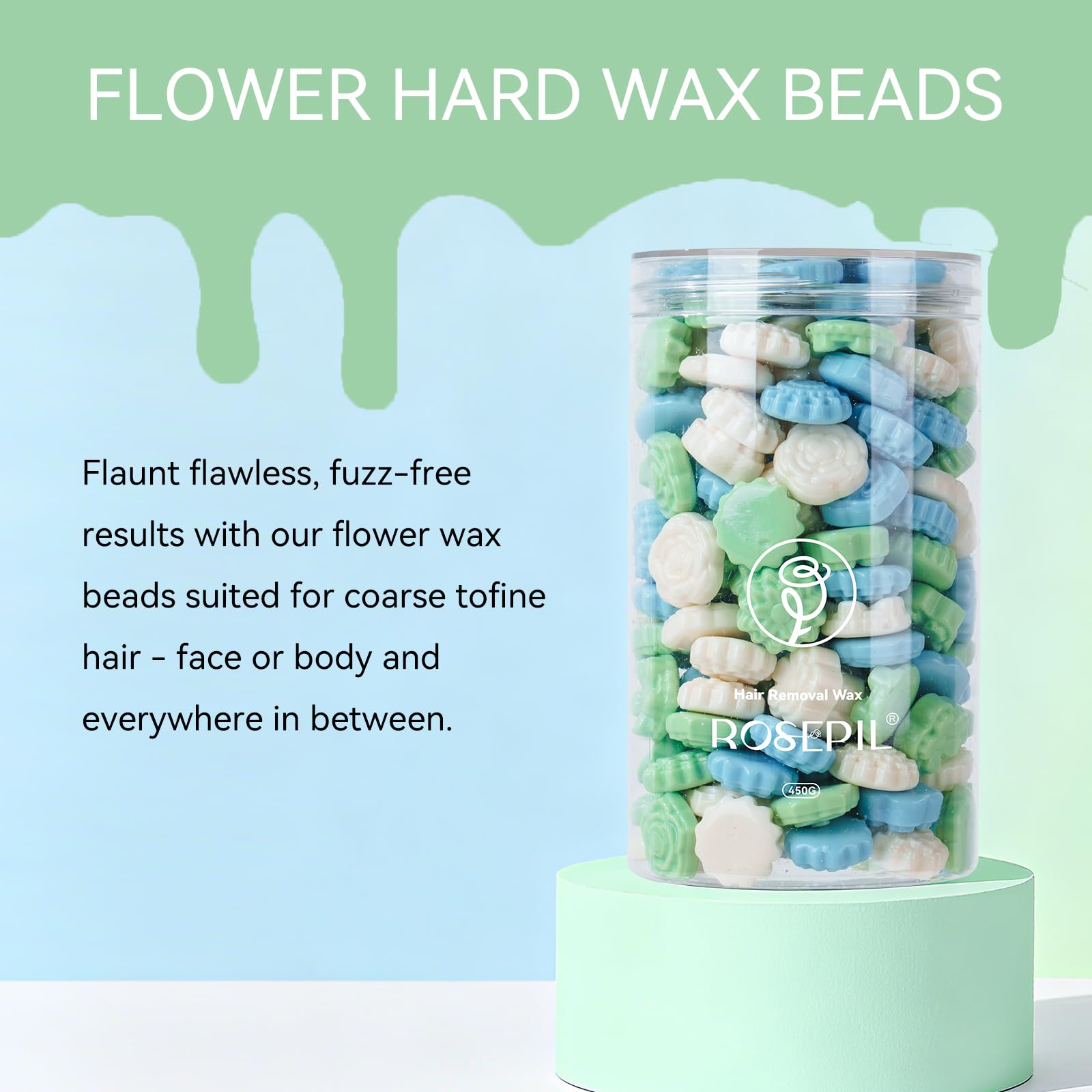Rosepil Flower Shaped 1LB Hard Wax Beads - At-Home Waxing Floral Scent