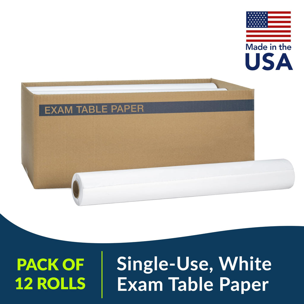 TIDI 617 Avalon Exam Table Paper, White, 21” x 125’ (Pack of 12) ― Standard Crepe Paper ― Hygienic Barrier ― for Medical Offices, Exam Rooms, Daycare Centers, Spas, Tattoo Studios ― Medical Supplies