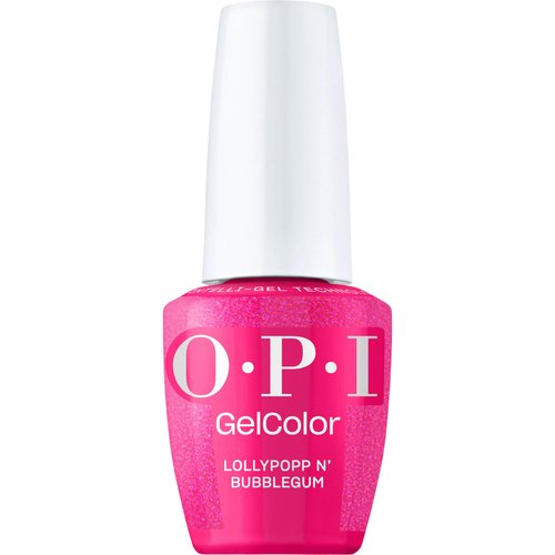 OPI GelColor Lollypoppin’ Bubblegum | Semi-Sheer Bright Pink Shimmer LED Cure Gel Nail Polish | Salon-Quality Shine, Long-Lasting Wear | 0.5 Fl Oz | Good Enough to Treat | Holiday 2025