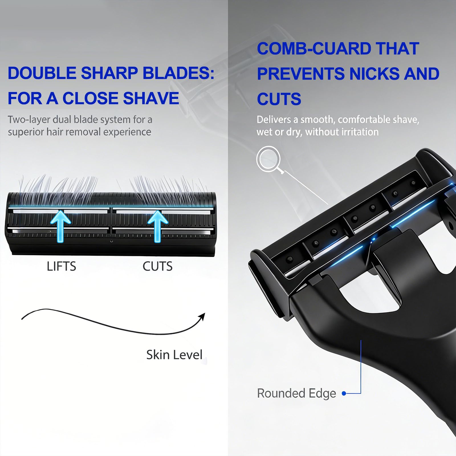 ETbyto 180° Foldable Back Shaver Refill Cartridges Bundle - Back Hair & Body Shaver Refill Replacement Cartridges (3 Blades) Not include Back Hair Trimmer
