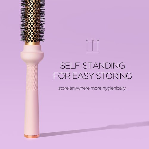 F3 systems, Magic Curling Round Brush (Wavy 1 Inch), Non-electronic, Self-Standing Round Quick Styling Brush, Great Blowout, Ceramic Coated/Ionic Thermal Barrel, Blowout Volume, Wave Styler