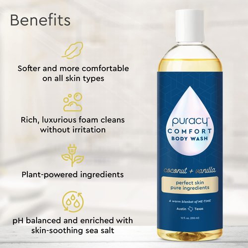 Puracy Natural Body Wash - Moisturizing Shower Gel for Sensitive Skin - 2pk 12 fl oz | Coconut & Vanilla